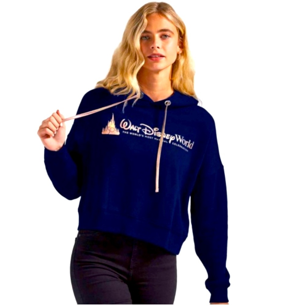Authentic WDW Disney 50th Anniversary Castle Cropped Hooded Sweatshirt- Medium